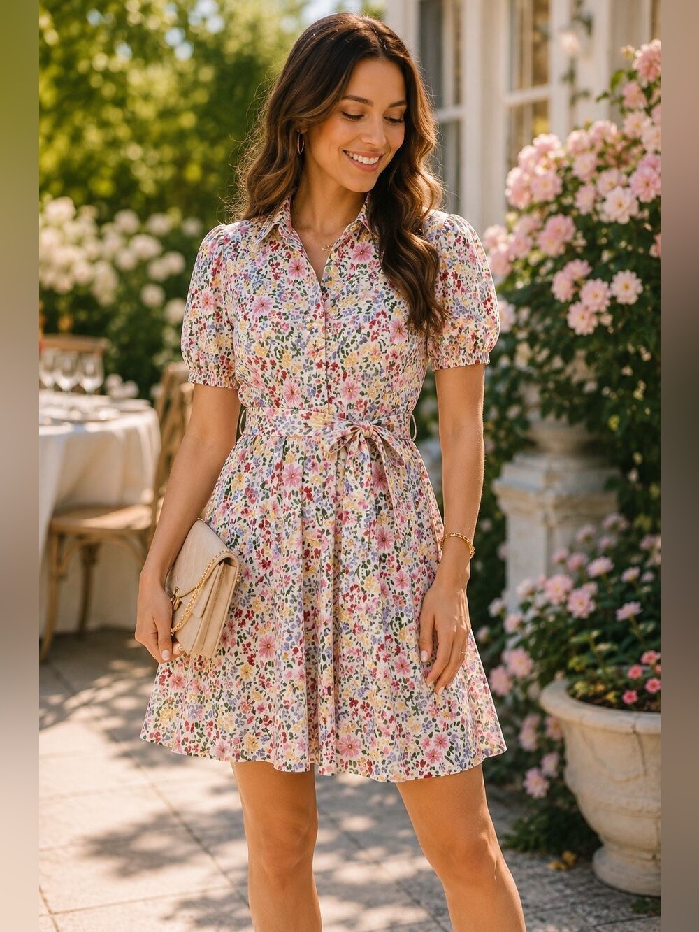 Kate Spade Shoreside Floral Cotton Poplin Mini Shirt Dress